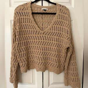 American Eagle Outfitters V-Neck Tan Sweater Medium